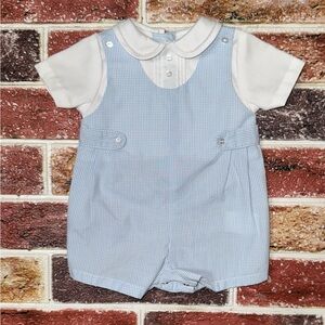 Petit Ami baby boy one piece coming home outfit Preemie Newborn boutique blue